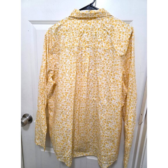 Style & Co Women's Plus Size Yellow Floral Long Sleeve Button Down Shirt Size XX - Picture 3 of 9